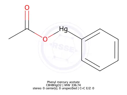 Chemical structure of Phenyl Mercury Acetate