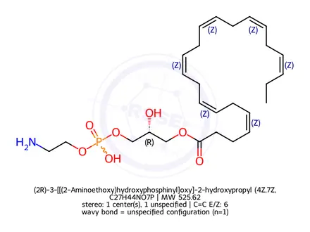 Chemical structure of (2R)-3-[[(2-Aminoethoxy)hydroxyphosphinyl]oxy]-2-hydroxypropyl (4Z,7Z,10Z,13Z,16Z,19Z)-4,7,10,13,16,19-docosahexaenoate