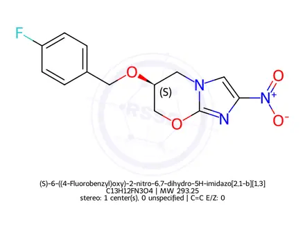 Chemical structure of (S)-6-((4-Fluorobenzyl)oxy)-2-nitro-6,7-dihydro-5H-imidazo[2,1-b][1,3]oxazine
