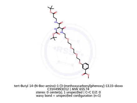 Chemical structure of tert-Butyl 14-(N-Boc-amino)-1-[3-(methoxycarbonyl)phenoxy]-13,15-dioxo-3,6,9-trioxa-12,16-diazanonadecan-19-oate