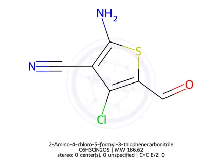 Chemical structure of 2-Amino-4-chloro-5-formyl-3-thiophenecarbonitrile