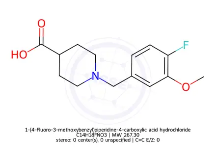 Chemical structure of 1-(4-Fluoro-3-methoxybenzyl)piperidine-4-carboxylic acid hydrochloride