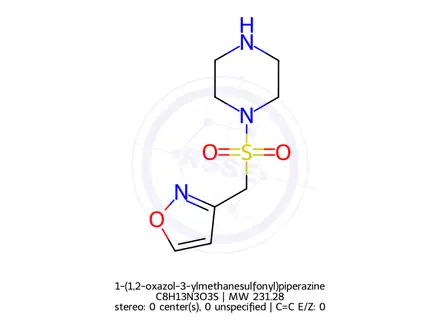 Chemical structure of 1-(1,2-oxazol-3-ylmethanesulfonyl)piperazine