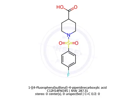 Chemical structure of 1-[(4-Fluorophenyl)sulfonyl]-4-piperidinecarboxylic acid