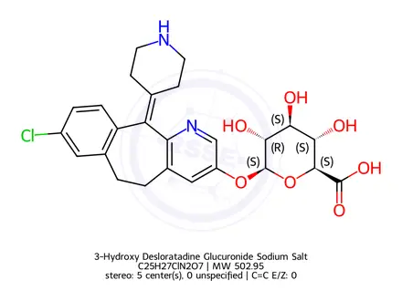 Chemical structure of 3-Hydroxy Desloratadine Glucuronide Sodium Salt