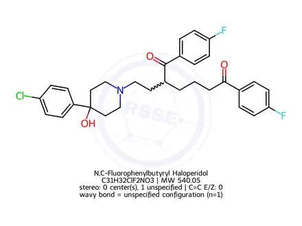 Chemical structure of N,C-Fluorophenylbutyryl Haloperidol