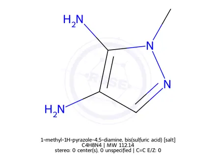 Chemical structure of 1-methyl-1H-pyrazole-4,5-diamine, bis(sulfuric acid)
