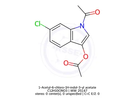 Chemical structure of 1-Acetyl-6-chloro-1H-indol-3-yl acetate