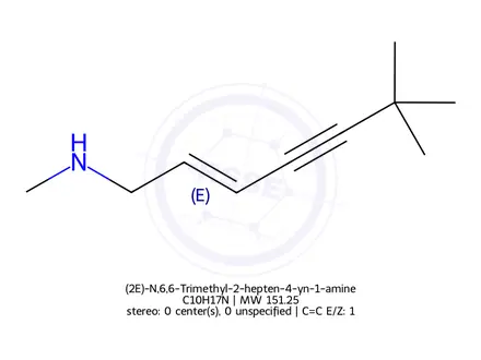Chemical structure of (2E)-N,6,6-Trimethyl-2-hepten-4-yn-1-amine