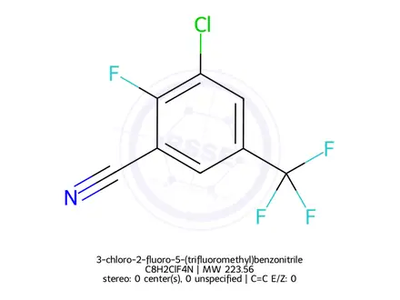 Chemical structure of 3-chloro-2-fluoro-5-(trifluoromethyl)benzonitrile