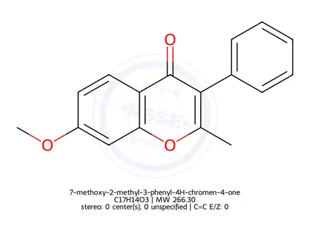 Chemical structure of 7-methoxy-2-methyl-3-phenyl-4H-chromen-4-one