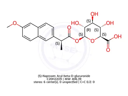 Chemical structure of (S)-Naproxen Acyl-beta-D-glucuronide