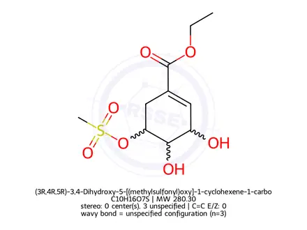 Chemical structure of (3R,4R,5R)-3,4-Dihydroxy-5-[(methylsulfonyl)oxy]-1-cyclohexene-1-carboxylic Acid Ethyl Ester