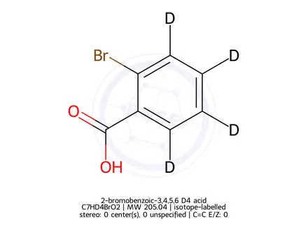 Chemical structure of 2-bromobenzoic-3,4,5,6 D4 acid