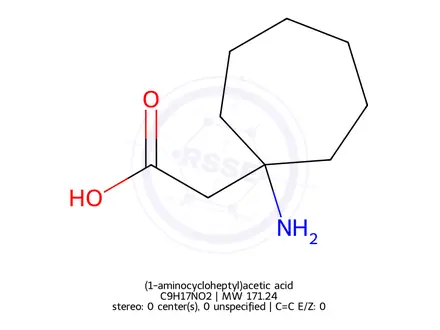 Chemical structure of (1-aminocycloheptyl)acetic acid