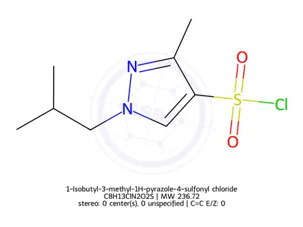 Chemical structure of 1-Isobutyl-3-methyl-1H-pyrazole-4-sulfonyl chloride