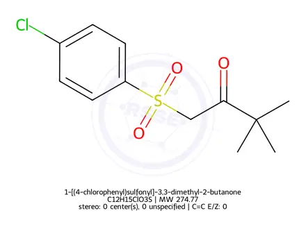 Chemical structure of 1-[(4-chlorophenyl)sulfonyl]-3,3-dimethyl-2-butanone