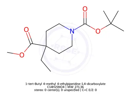Chemical structure of 1-tert-Butyl 4-methyl 4-ethylpiperidine-1,4-dicarboxylate