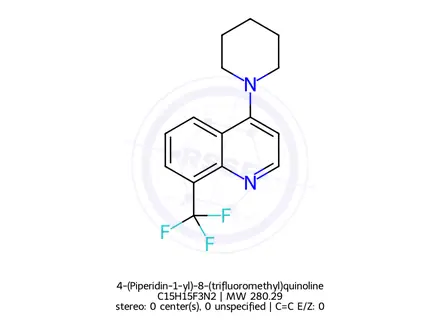 Chemical structure of 4-(Piperidin-1-yl)-8-(trifluoromethyl)quinoline