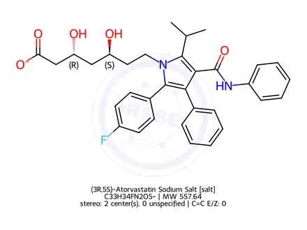 Chemical structure of (3R,5S)-Atorvastatin Sodium Salt