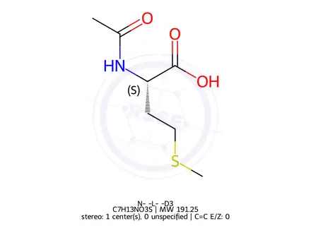 Chemical structure of N-acetyl-L-methionine