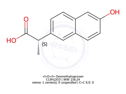 Chemical structure of <I>O</I>-Desmethylnaproxen