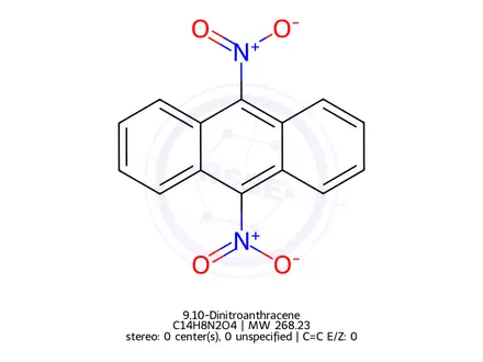 Chemical structure of 9,10-Dinitroanthracene