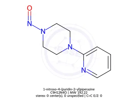 Chemical structure of 1-nitroso-4-(pyridin-2-yl)piperazine