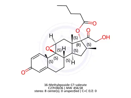 Chemical structure of 16-Methylepoxide-17-Valerate