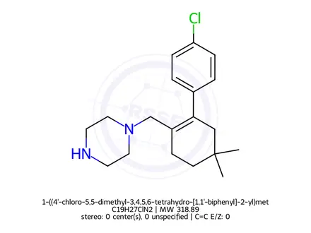 Chemical structure of 1-((4'-chloro-5,5-dimethyl-3,4,5,6-tetrahydro-[1,1'-biphenyl]-2-yl)methyl)piperazine