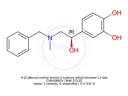 Chemical structure of 4-[2-(Benzyl-methyl-amino)-1-hydroxy-ethyl]-benzene-1,2-diol