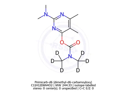 Chemical structure of Pirimicarb-d6 (dimethyl-d6-carbamoyloxy)