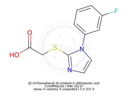 Chemical structure of ([1-(3-Fluorophenyl)-1h-imidazol-2-yl]thio)acetic acid