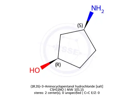 Chemical structure of (1R,3S)-3-Aminocyclopentanol hydrochloride