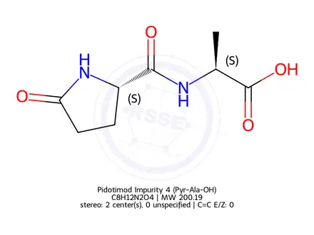 Chemical structure of Pidotimod Impurity 4 (Pyr-Ala-OH)