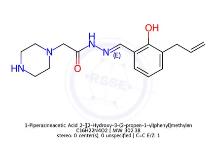 Chemical structure of 1-Piperazineacetic Acid 2-[[2-Hydroxy-3-(2-propen-1-yl)phenyl]methylene]hydrazide