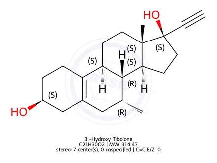Chemical structure of 3β-Hydroxy Tibolone
