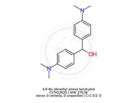 Chemical structure of 4,4'-Bis (dimethyl amino) benzhydrol