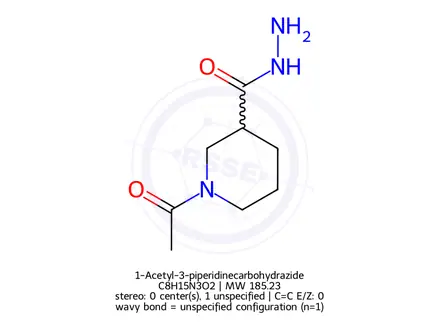 Chemical structure of 1-Acetyl-3-piperidinecarbohydrazide