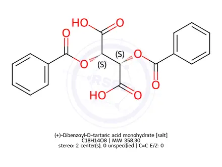 Chemical structure of D-dibenzoyl tartaric acid