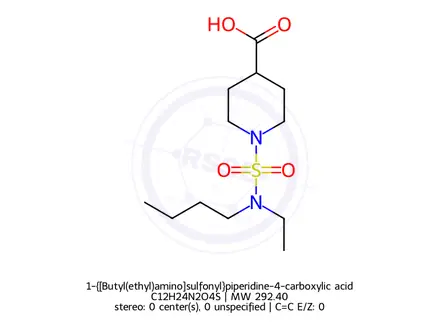 Chemical structure of 1-{[Butyl(ethyl)amino]sulfonyl}piperidine-4-carboxylic acid