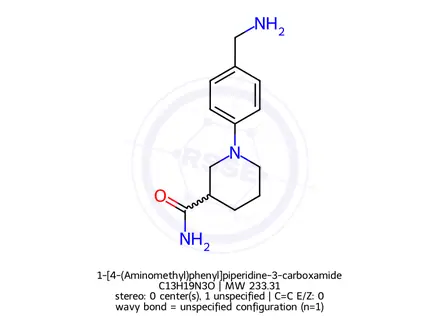 Chemical structure of 1-[4-(Aminomethyl)phenyl]piperidine-3-carboxamide