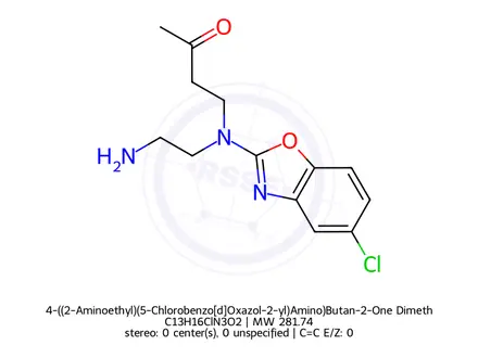Chemical structure of 4-((2-Aminoethyl)(5-Chlorobenzo[d]Oxazol-2-yl)Amino)Butan-2-One Dimethanesulfonate