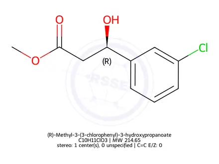Chemical structure of (R)-Methyl-3-(3-chlorophenyl)-3-hydroxypropanoate