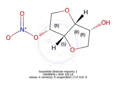 Chemical structure of Isosorbide Dinitrate impurity 1