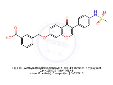 Chemical structure of 3-[[[3-[4-[(Methylsulfonyl)amino]phenyl]-4-oxo-4H-chromen-7-yl]oxy]methyl]benzoic Acid