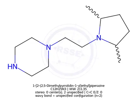 Chemical structure of 1-[2-(2,5-Dimethylpyrrolidin-1-yl)ethyl]piperazine