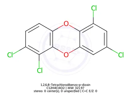 Chemical structure of 1,2,6,8-Tetrachlorodibenzo-p-dioxin