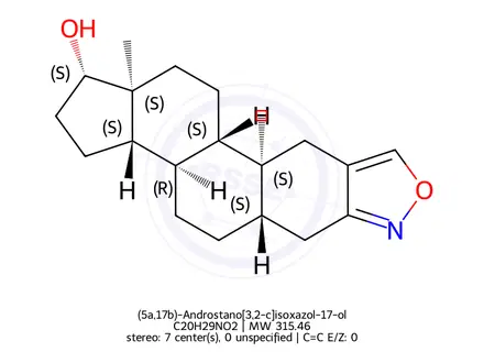 Chemical structure of (5a,17b)-Androstano[3,2-c]isoxazol-17-ol