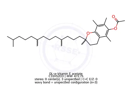 Chemical structure of DL-a-Vitamin E acetate
